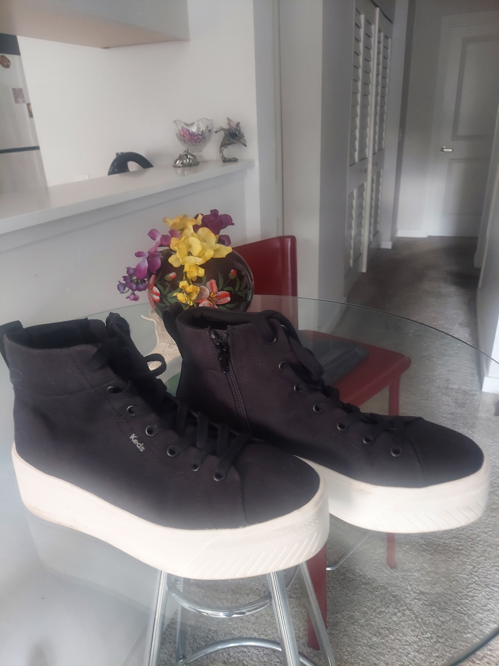 Keds Black High-Top Platform Sneakers with White Sole